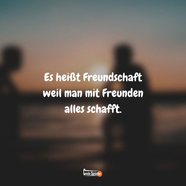 Es heißt Freundschaft weil man mit Freunden alles schafft.